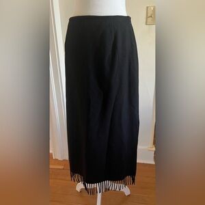 Pendleton Black Maxi Skirt with Fringe Hem